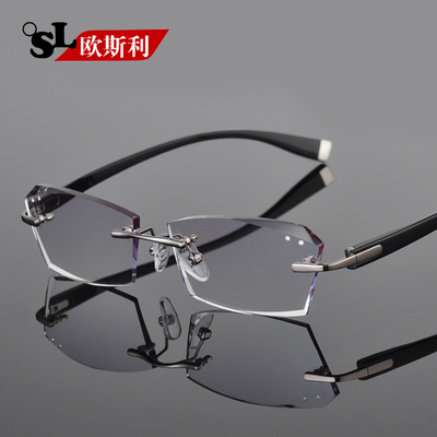 配成品近視眼鏡框 男 韓國(guó)鉆石切邊眼鏡無(wú)框眼鏡架超輕tr90眼睛框 - 360購(gòu)物